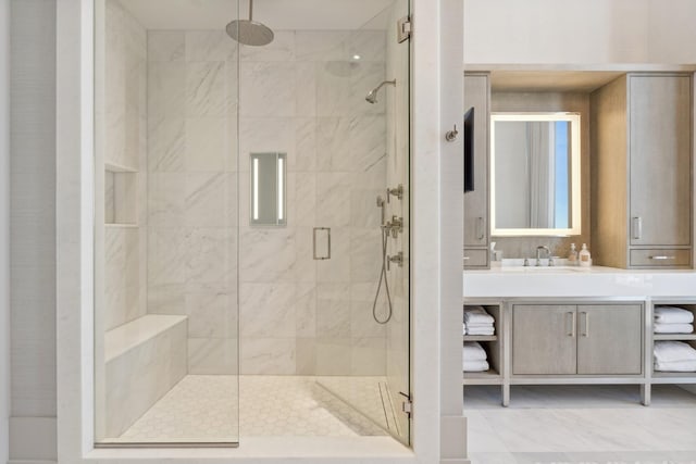 14 W Superior St Unit 6900, Chicago, IL 60654 - bathroom with vanity and an enclosed shower