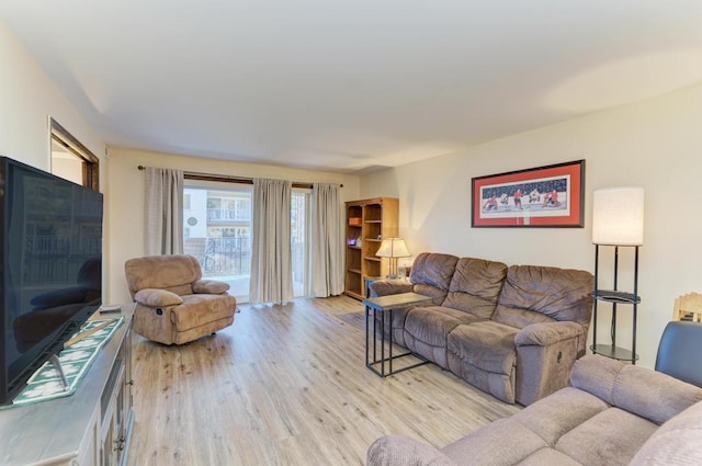 living room with light hardwood / wood-style flooring