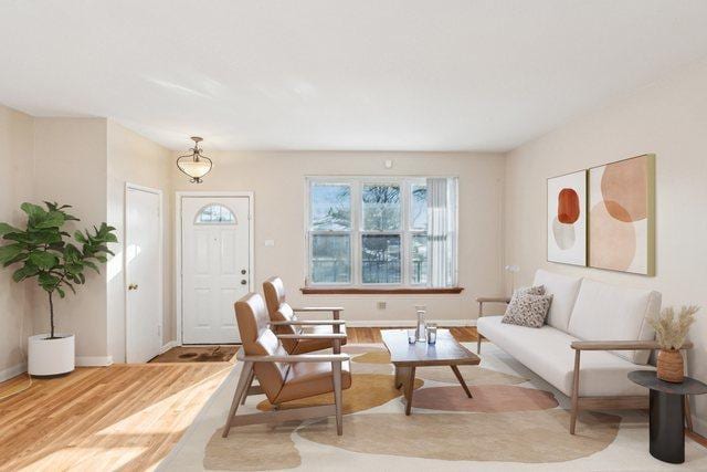 living area featuring light hardwood / wood-style flooring