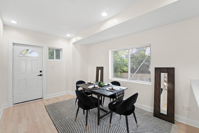 dining area featuring light hardwood / wood-style flooring