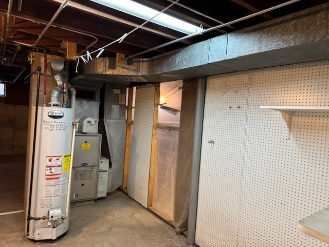 basement with gas water heater