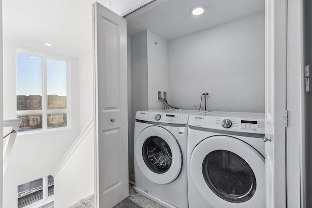 1276 Lakepointe Dr, Schaumburg, IL 60173 - laundry room with independent washer and dryer and recessed lighting