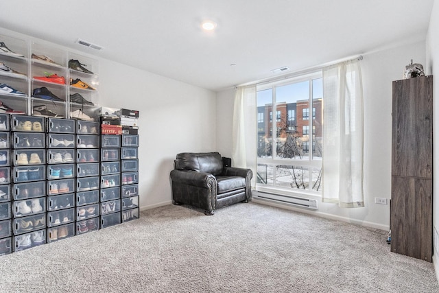 sitting room with carpet flooring