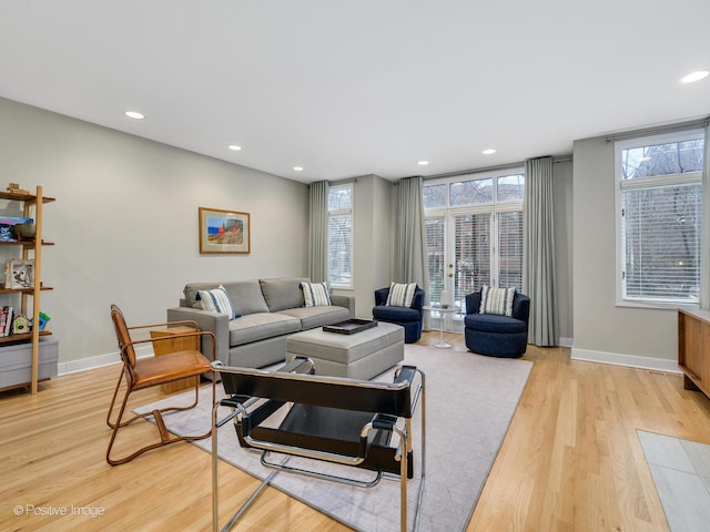 living room featuring light hardwood / wood-style floors