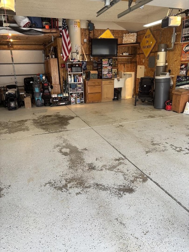 garage with a garage door opener