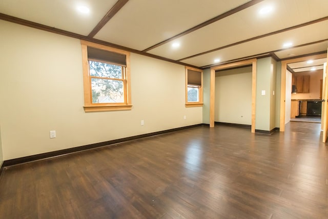 interior space with dark hardwood / wood-style flooring