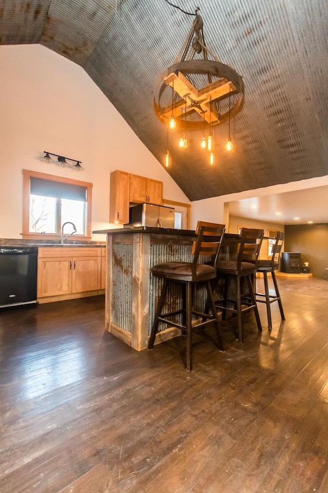 interior space with dark wood-type flooring and sink