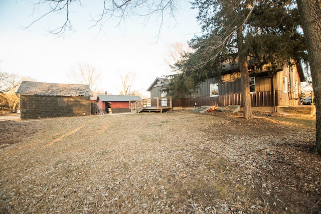 view of yard with a deck