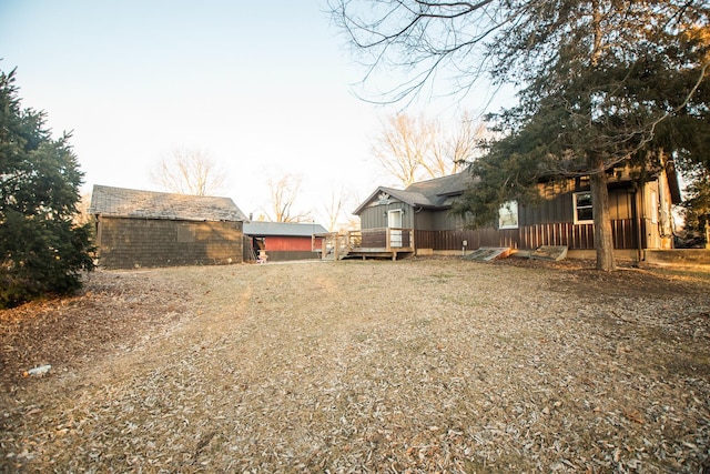 view of yard featuring a deck