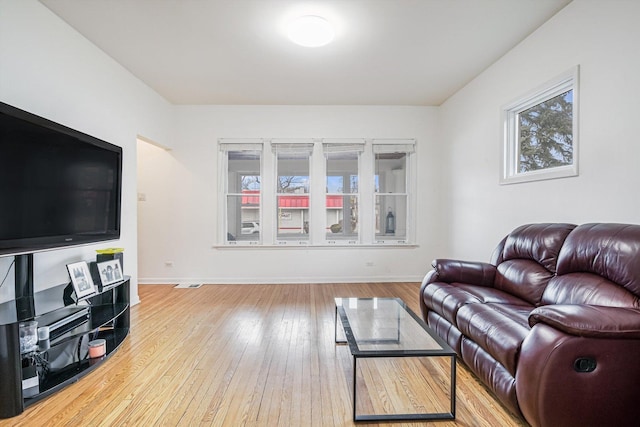 living room featuring light hardwood / wood-style floors