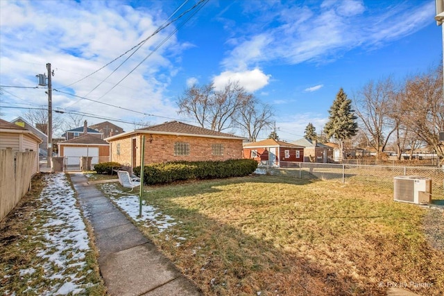 view of yard featuring central AC