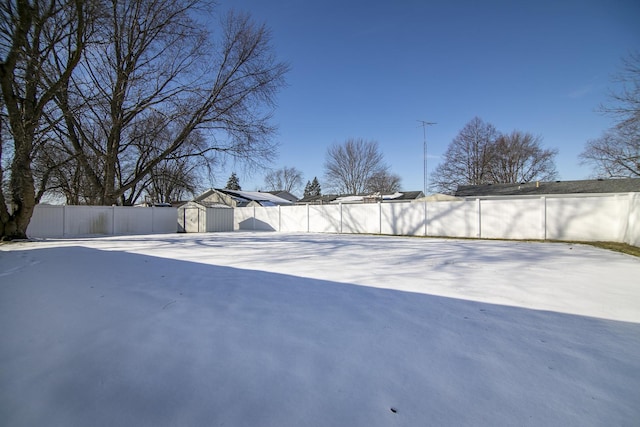 view of yard with a storage unit