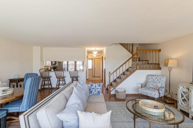 living room featuring hardwood / wood-style flooring