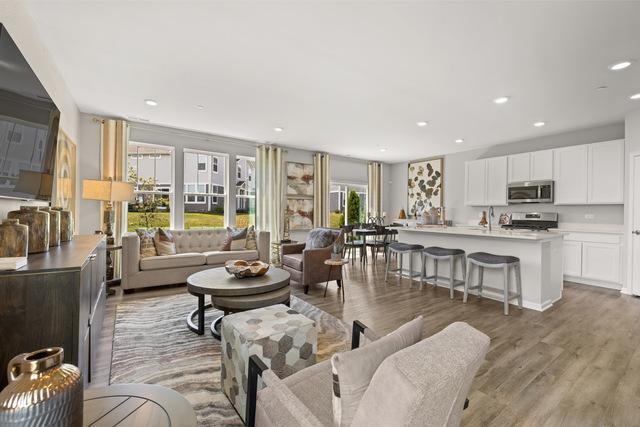 living room with hardwood / wood-style flooring