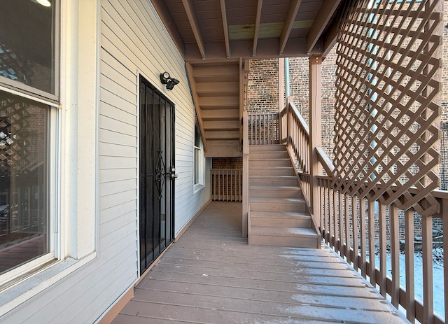 deck featuring a pool