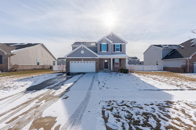 view of front property with a garage