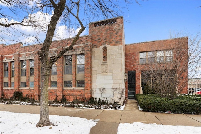 view of snow covered building