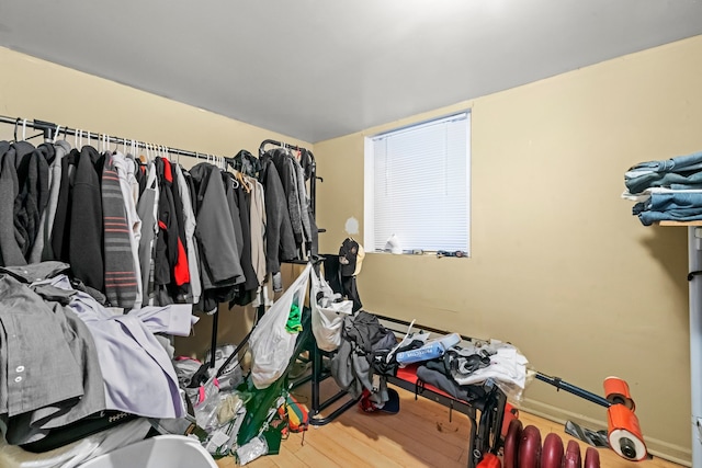 walk in closet featuring wood-type flooring