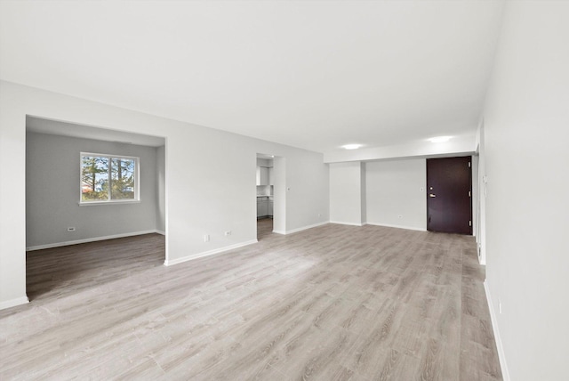 unfurnished living room with light hardwood / wood-style floors