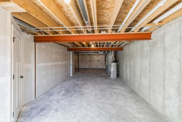 basement with gas water heater