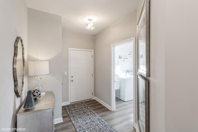 entryway featuring hardwood / wood-style floors