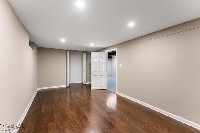 interior space with dark hardwood / wood-style floors