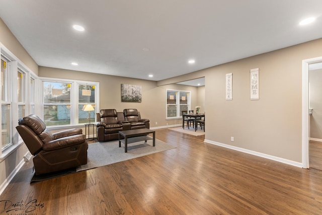 living room with hardwood / wood-style floors