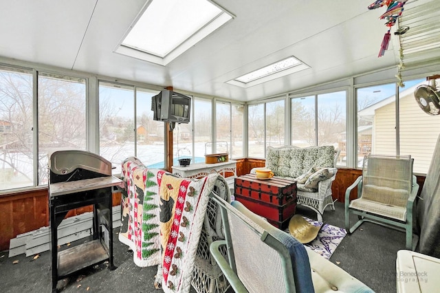 sunroom with a skylight