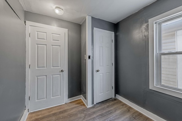 interior space with hardwood / wood-style floors