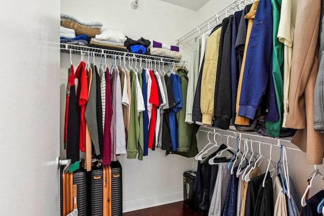 spacious closet featuring hardwood / wood-style floors