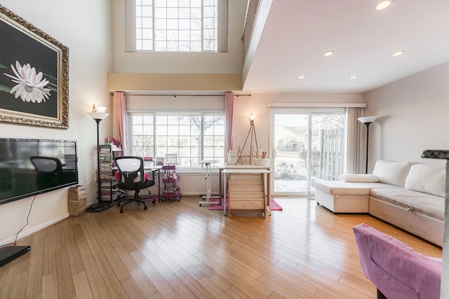 living room featuring light wood-type flooring