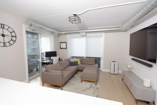 living room featuring light hardwood / wood-style flooring