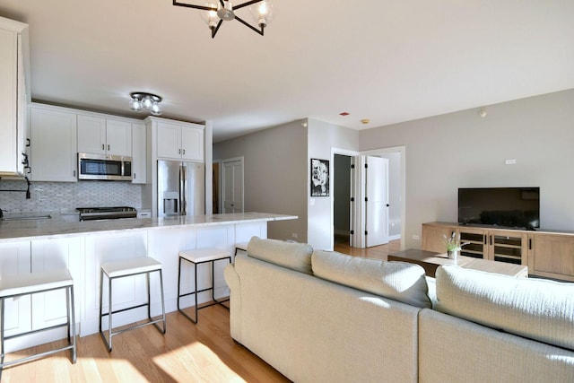 living room featuring light hardwood / wood-style flooring