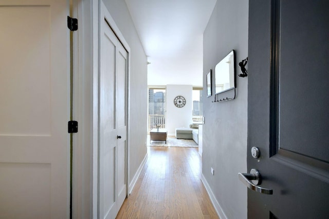 hall featuring light wood-type flooring