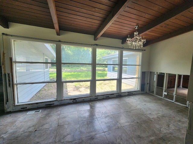 spare room with plenty of natural light and wooden ceiling