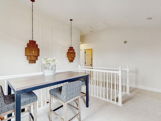 view of carpeted dining room