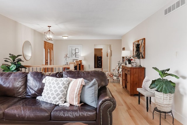 living room with light wood-type flooring