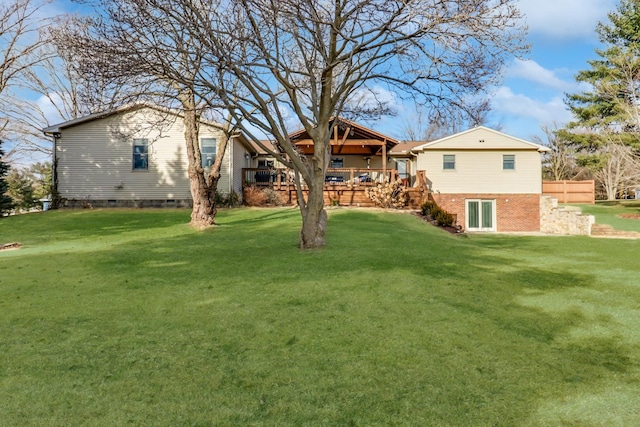 view of yard featuring a deck