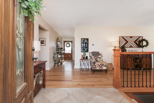 foyer entrance featuring light wood-type flooring