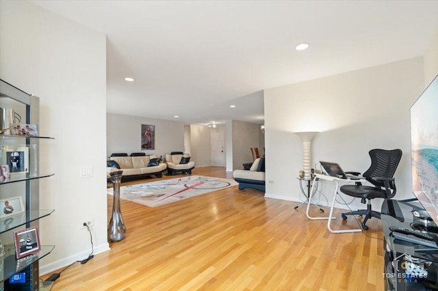 office area featuring light hardwood / wood-style flooring