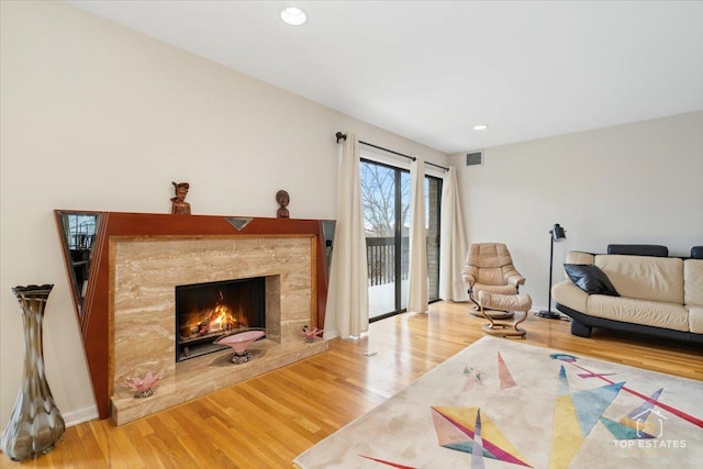 living room with hardwood / wood-style flooring