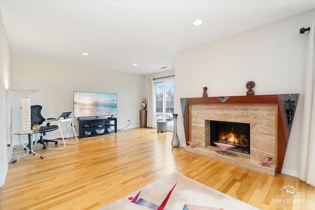 living room with wood-type flooring