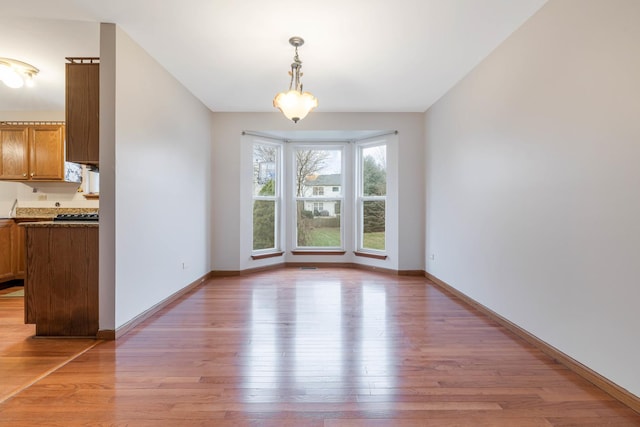 unfurnished dining area featuring wood-type flooring