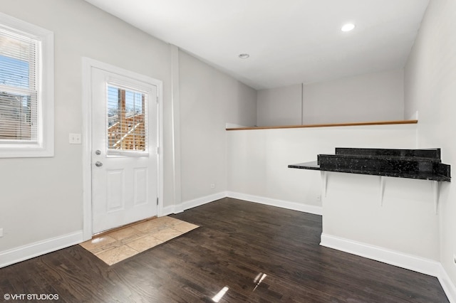 interior space featuring dark hardwood / wood-style flooring