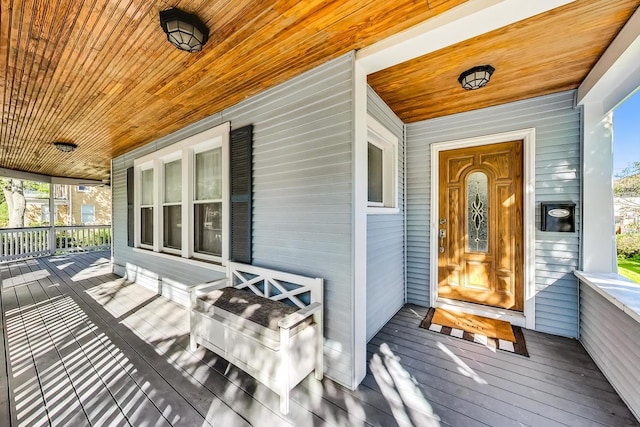 wooden terrace featuring a porch