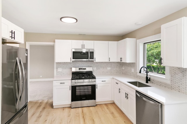 kitchen featuring sink, white cabinets, and appliances with stainless steel finishes