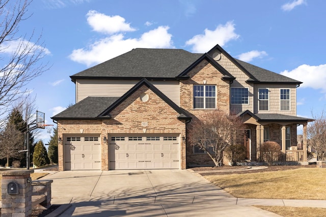 view of front of house featuring a porch and a garage