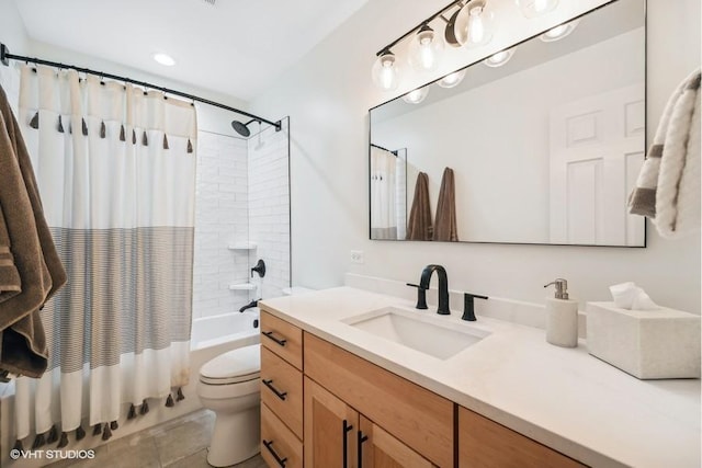 276 Stanton Dr, Buffalo Grove, IL 60089 - bathroom featuring vanity, shower / bath combo with shower curtain, and tile patterned flooring