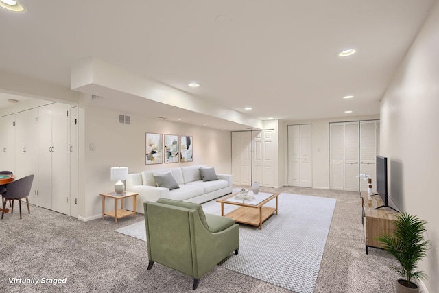 living room featuring carpet floors