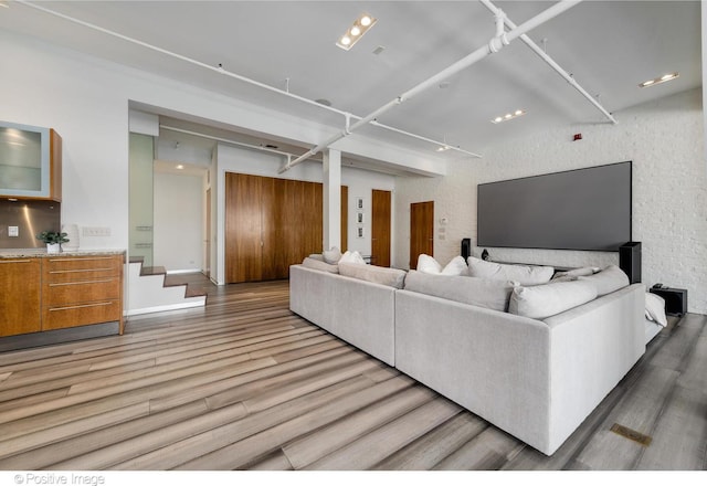 living room with hardwood / wood-style flooring